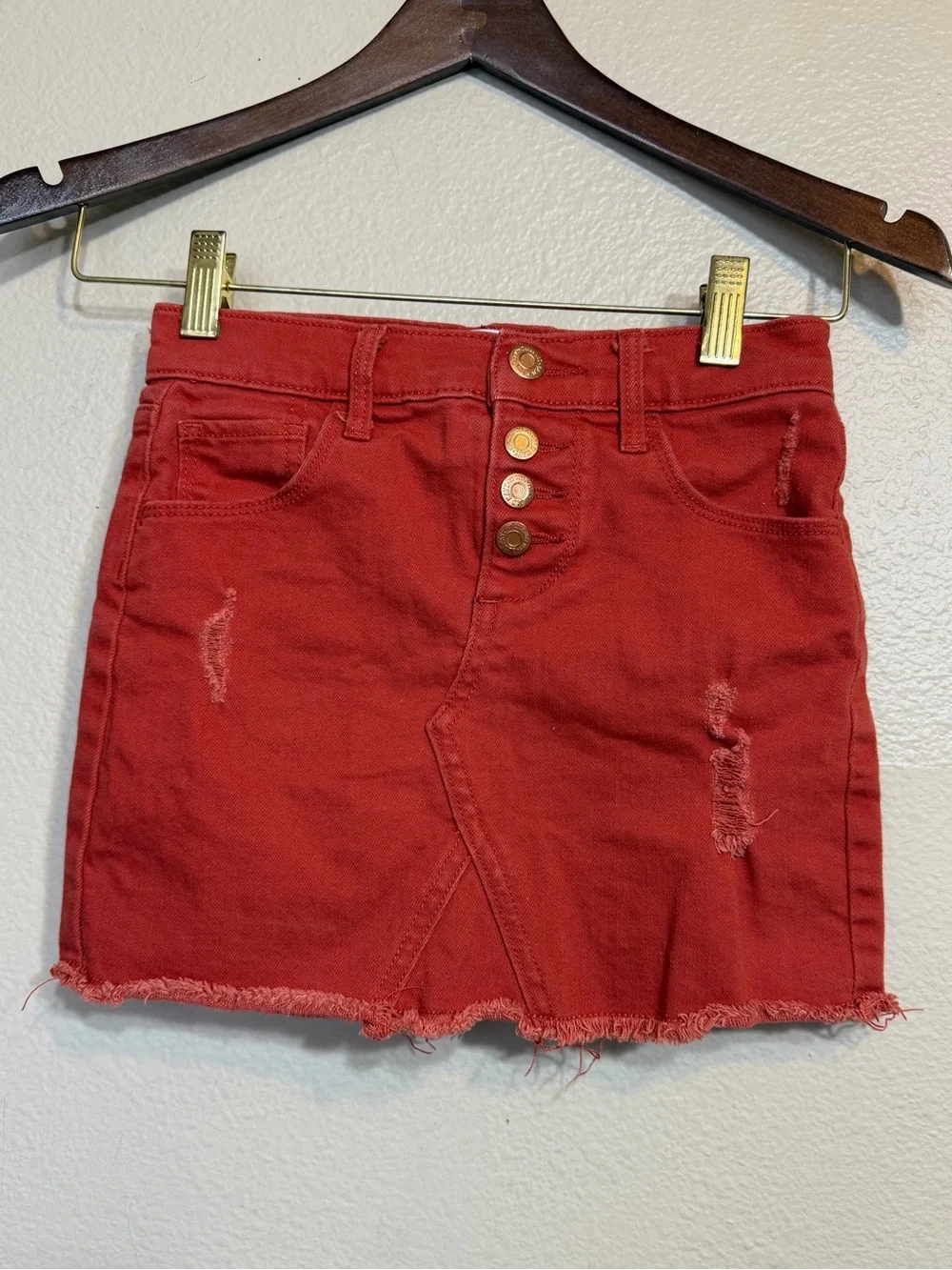 💕Bundle 3 of $20 Old Navy Colored Denim Jean Skirt Girl’s Small 6-7 Rust Summer
